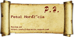 Petul Horácia névjegykártya
